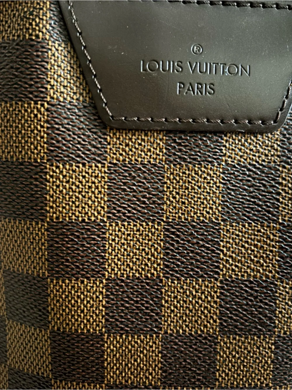 Louis Vuitton Damier Ebene Tote with Red Interior Trim